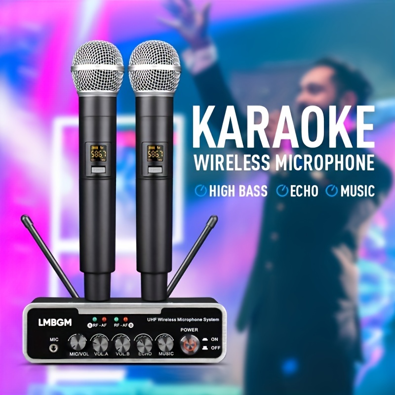 Dual Echo Microphone Sans Fil Pour Karaoke Uhf 2 Canaux Système De