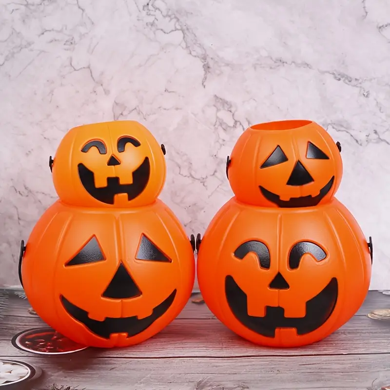 Halloween Party Props Plastic Pumpkin Bucket Decorate - Temu