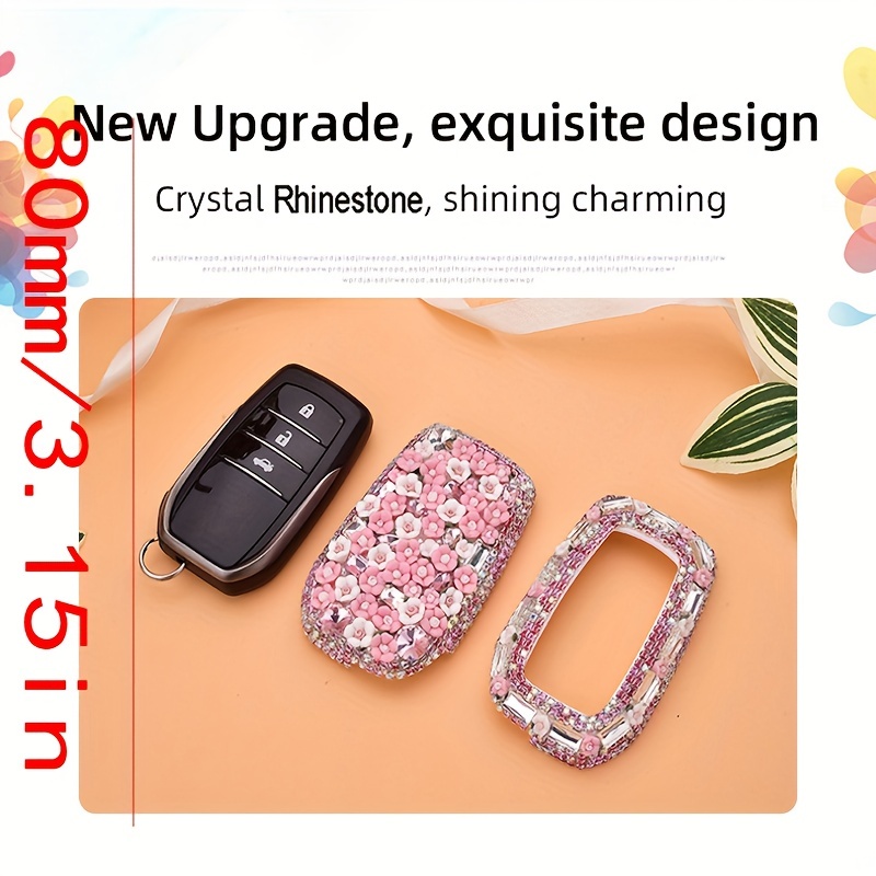 1pc Rhinestone Decor Car Key Case Compatible With Toyota, Key Fob Cover