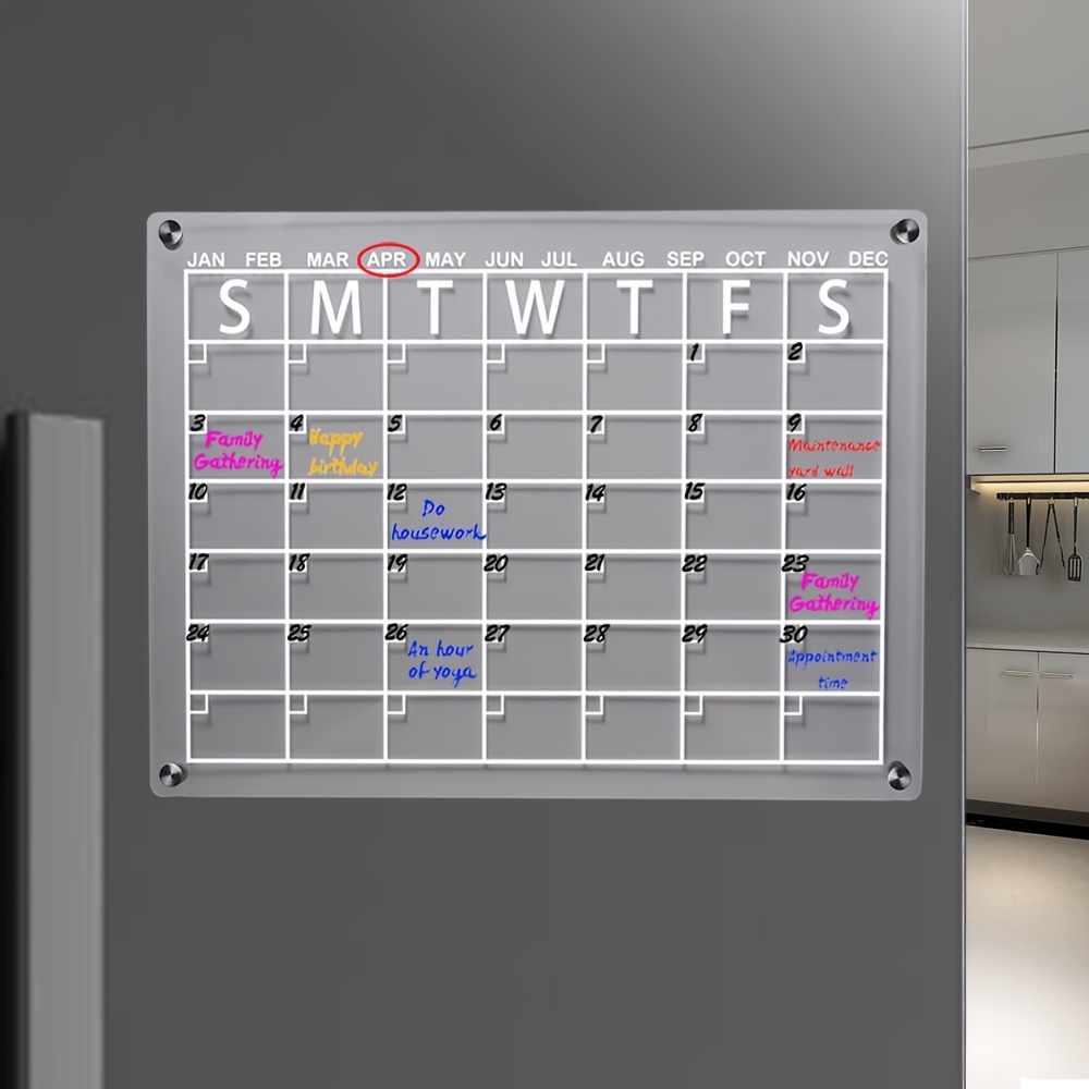 Acrylic Magnetic Monthly And Weekly Calendar For Fridge - Temu