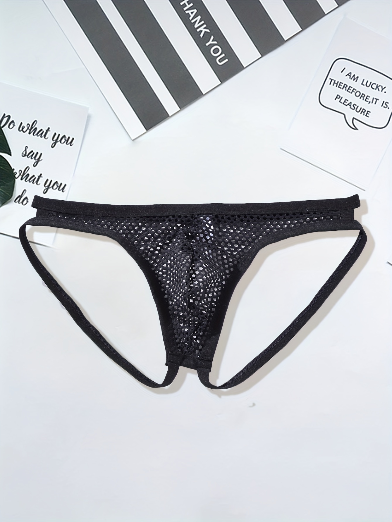 Men's Sexy G string T back Underwear Hollow Mesh Front Pouch