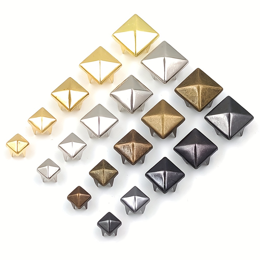 100Pcs Plastic Pyramid Decorative Studs Sliver Gold Rivets for