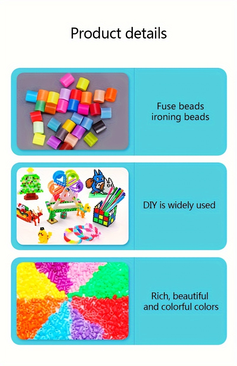 48 Colors Fuse Beads Kit Ironing Beads Pixel Art Diy 3d - Temu