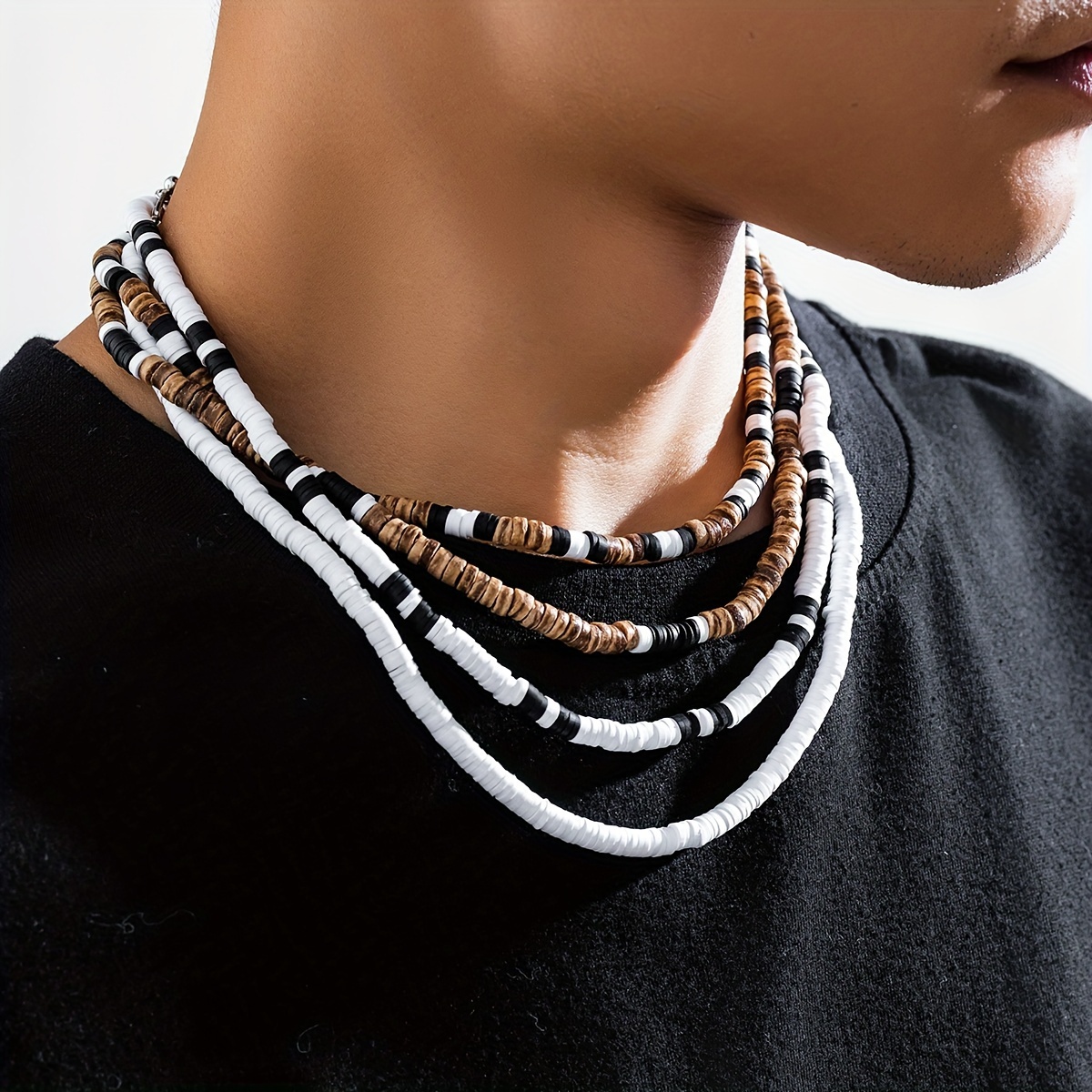 bohemian style mens fashion necklace set mixed Temu Philippines