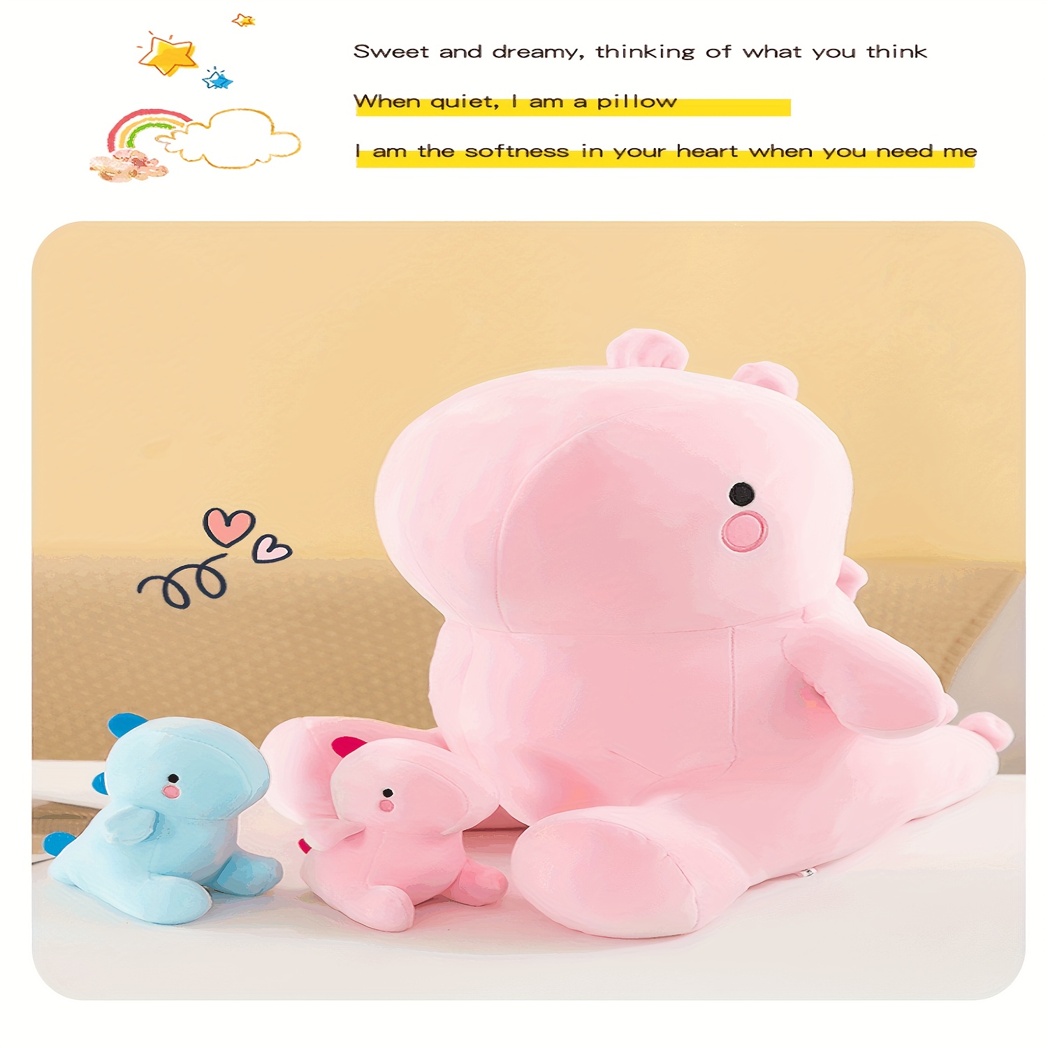 18in Mother-Child Dinosaur Plush Toy, Soft And Comfortable! (Contains One  Big Dinosaur And Two Small Dinosaurs) Small Dinosaur In Mom's Tummy, Enlight