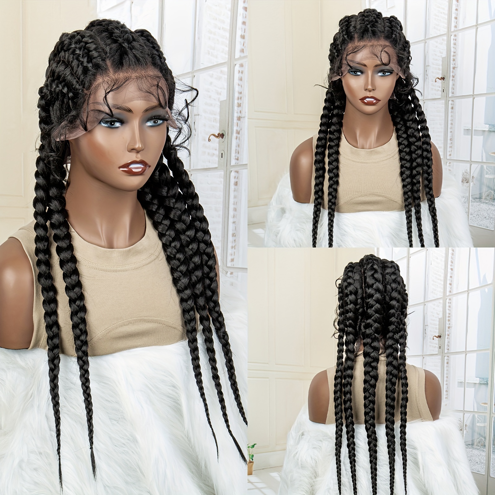 Braided Wig With Lace Frontal - Temu Canada