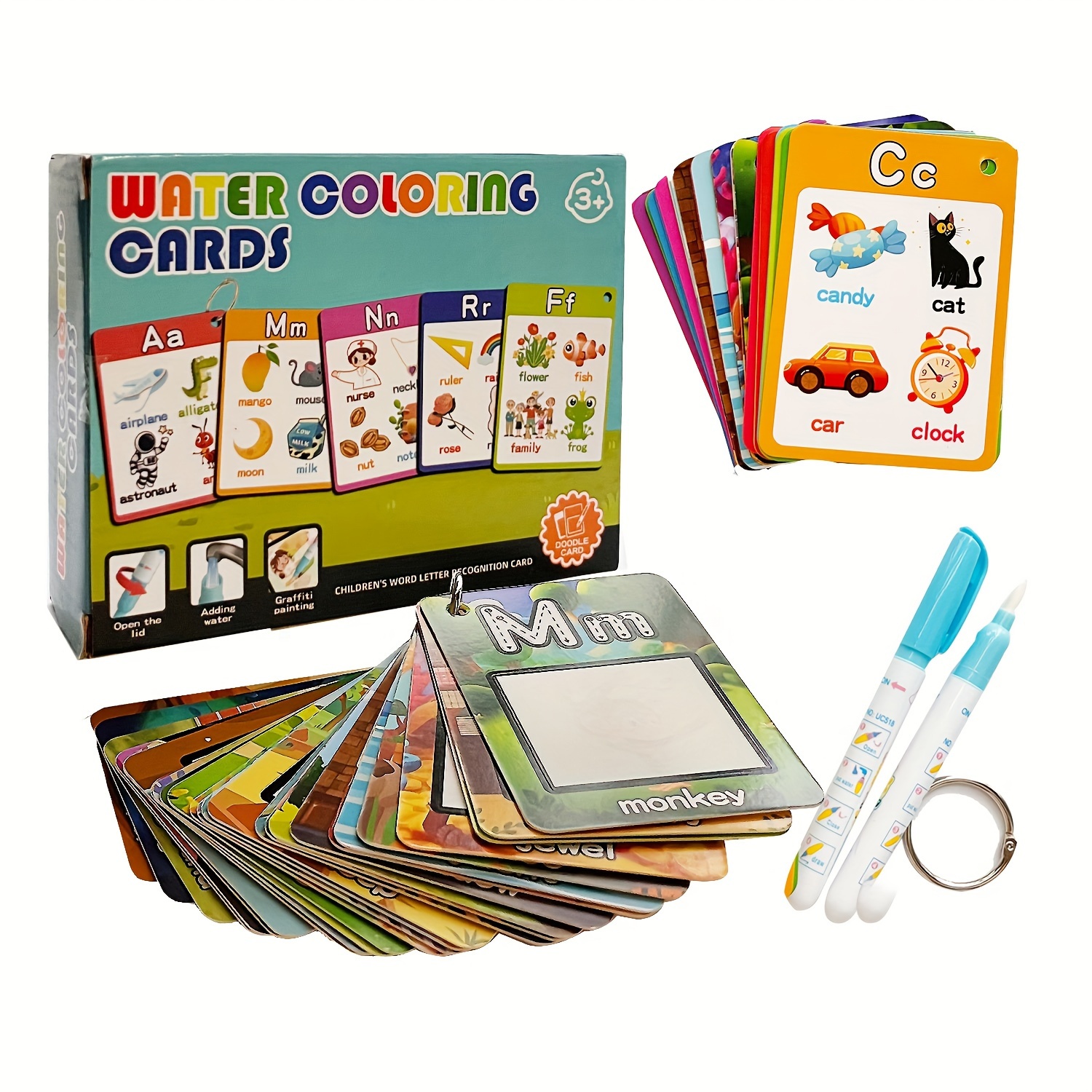 Dropship Alphabet Water Coloring Cards With 2 Magic Water Pens Early  Reusable Drawing Cards For Kids Alphabet Painting Flashcards For Early  Education to Sell Online at a Lower Price