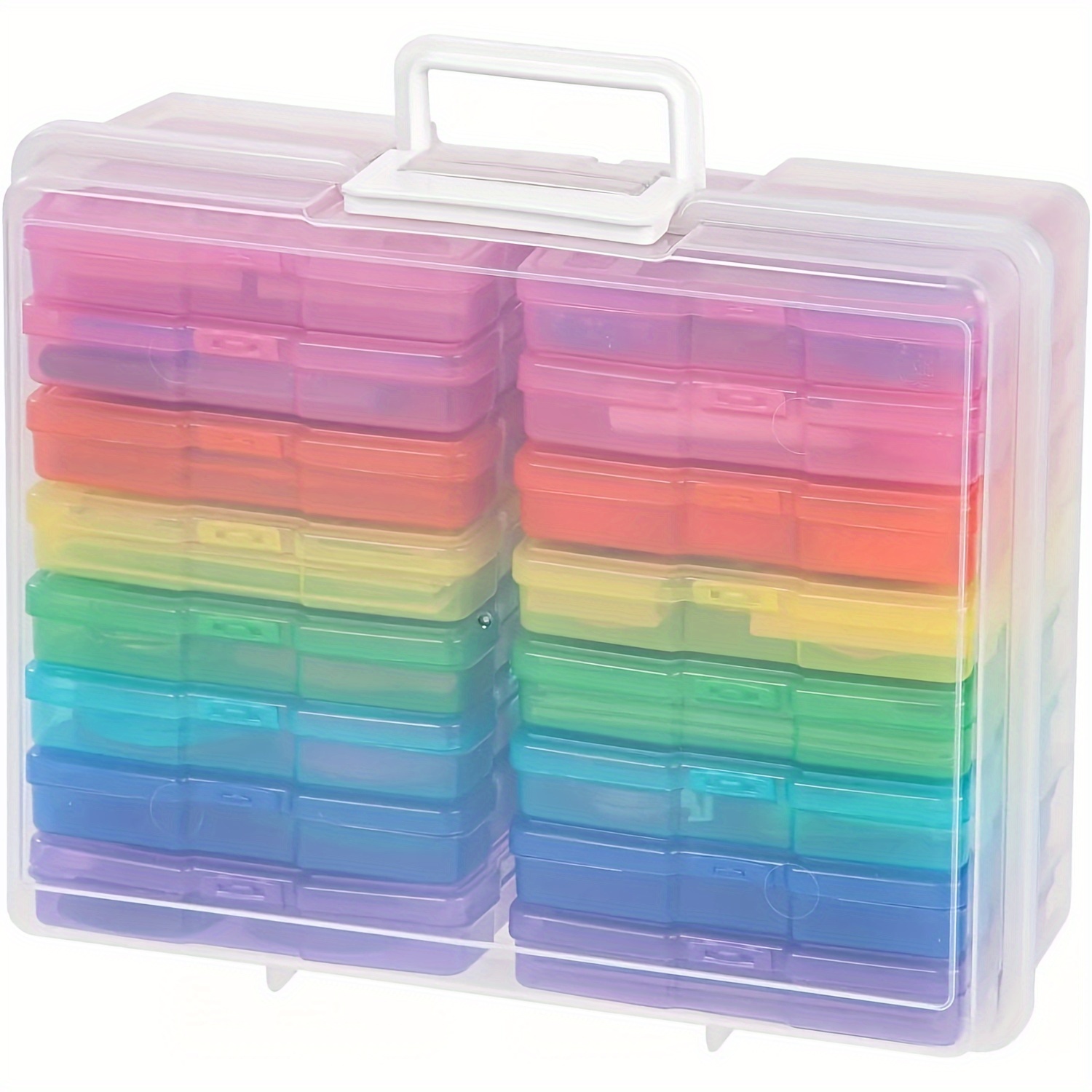 Caja de Almacenamiento para Fotos, 16 Pcs Organizador de Foto con  Separadores 17x12x3cm, Estuches Transparentes Plástico Caja para Fotos,  Caja de