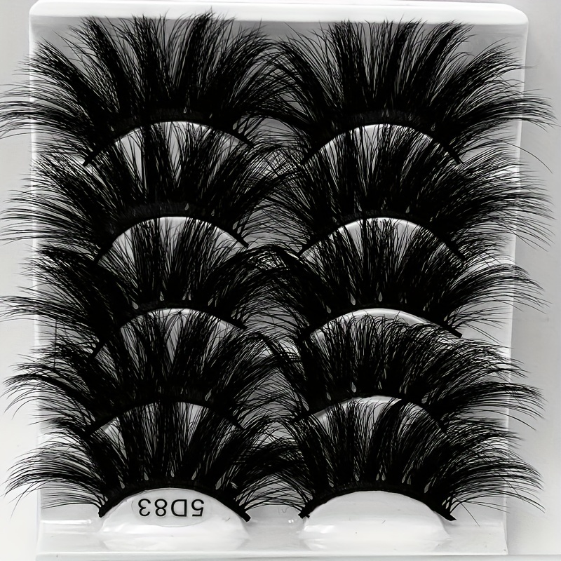 5 Pairs Faux Mink Eyelashes Lengthening Thickening False Eyelashes