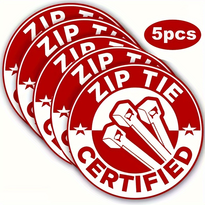 

5pcs Zip Tie Certified Vinyl Stickers For & Electricians - 3" Design, Water Bottles, Phones, Laptops & Cars