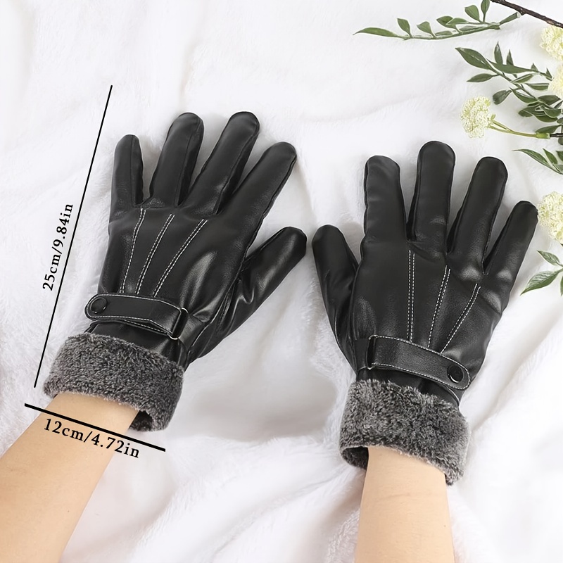 Winter PU Leather Gloves Mittens Waterproof Thermal Warm Glove Outdoor Gloves for Women,Temu