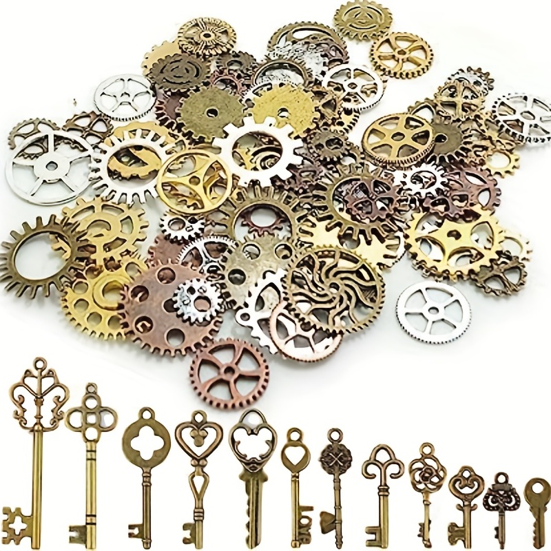 30g Mixed Alloy Key Charms 6 Color Bracelets Necklace Craft Metal Pendant for DIY Jewelry Making Small Business Supplies,Temu