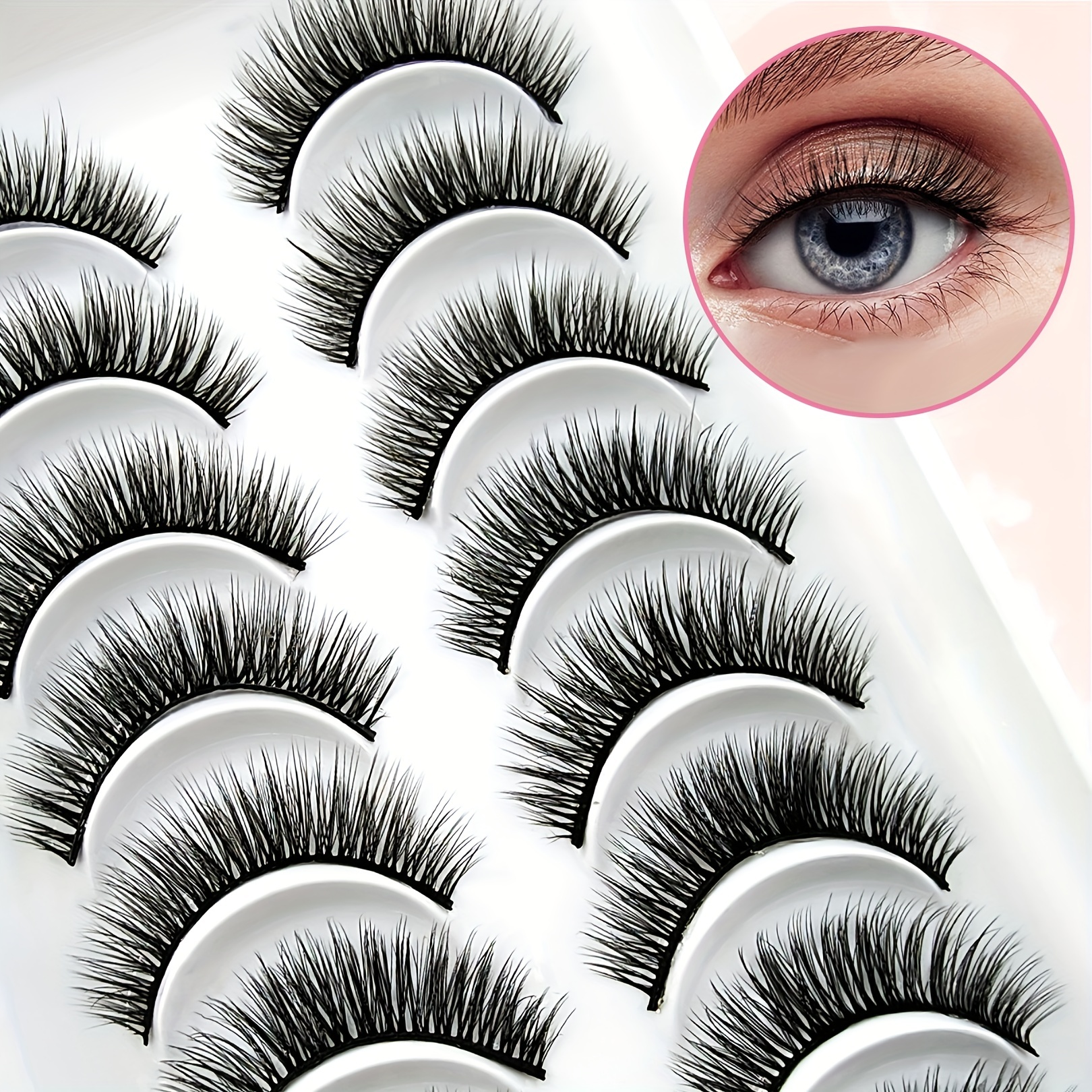 10 Pairs Fluffy Cross Thick Faux Mink False Eyelashes