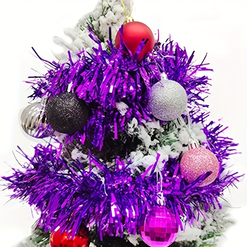 Purple Green Shiny Aluminum Foil Wire Christmas Tree Holiday Decoration  pine
