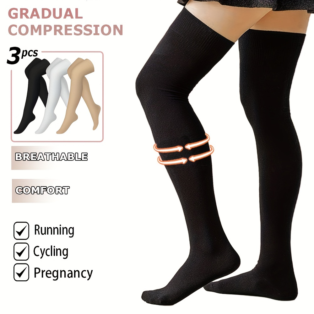 2 Pairs TED Hose Compression Stockings for Women Men Anti Embolism Knee  High15-20 Mmhg Length Stocks with Inspect Toe Hole