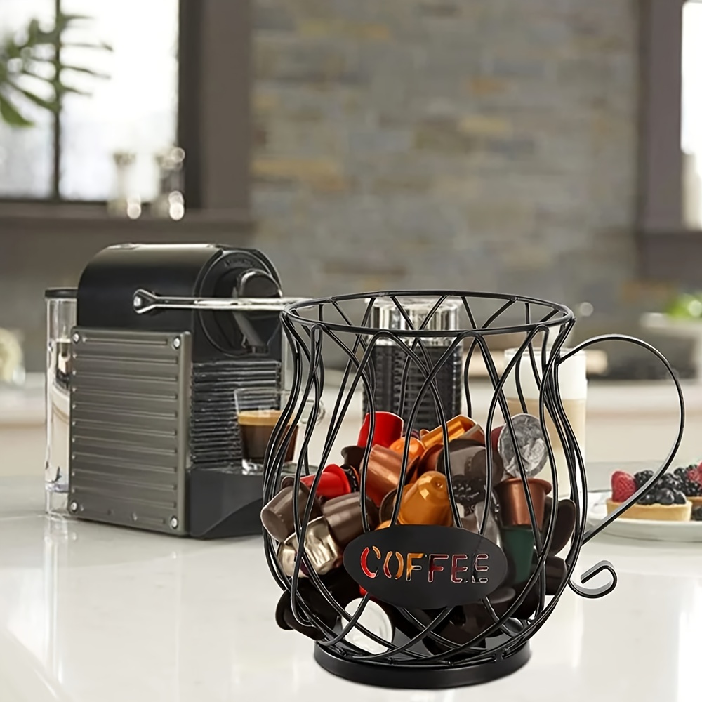 Flagship Soporte organizador de almacenamiento de cápsulas de café con 36  cápsulas, soporte de metal plateado mate para cápsulas de café