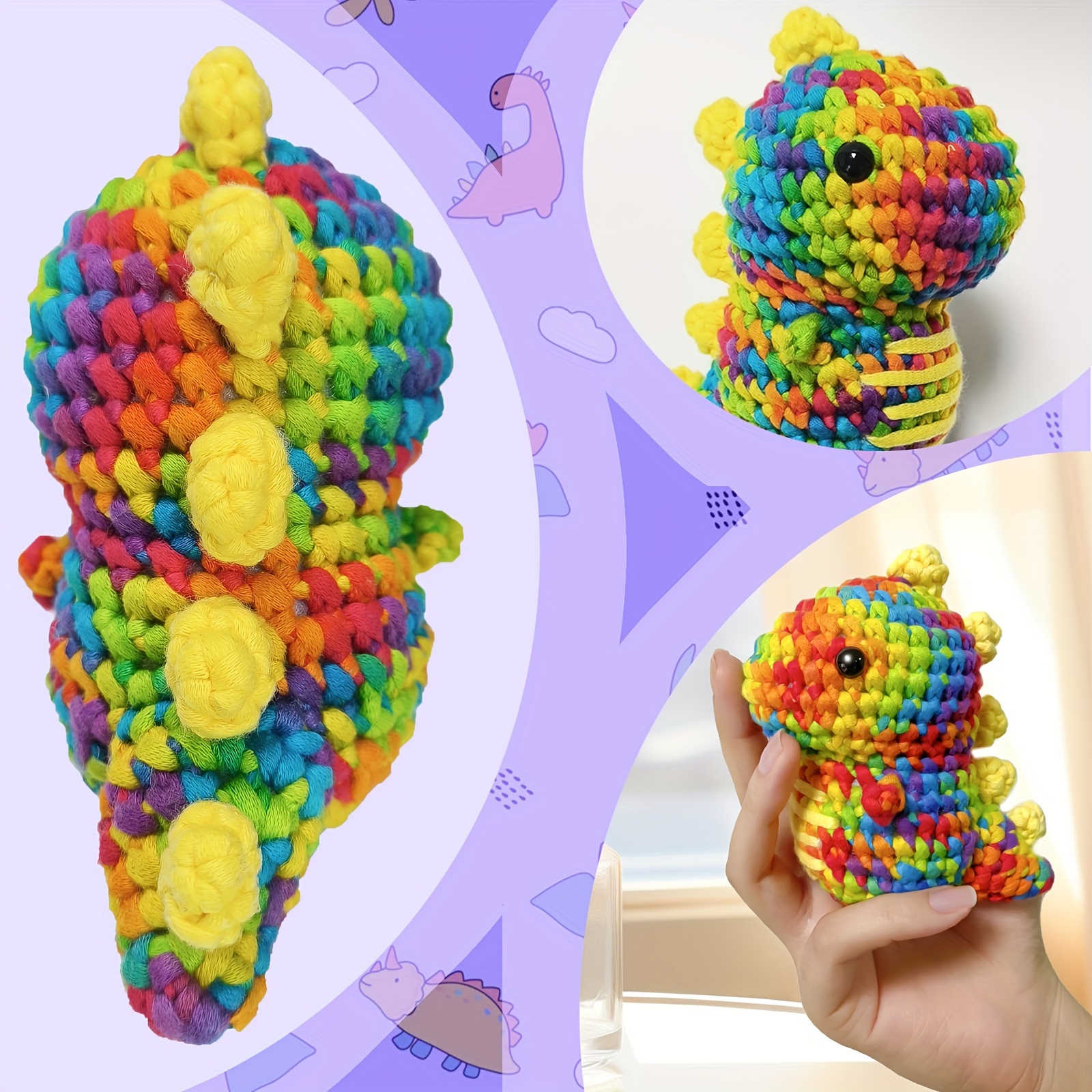 Beginners Crochet Kit With Easy Peasy Yarn Cute Dinosaur - Temu