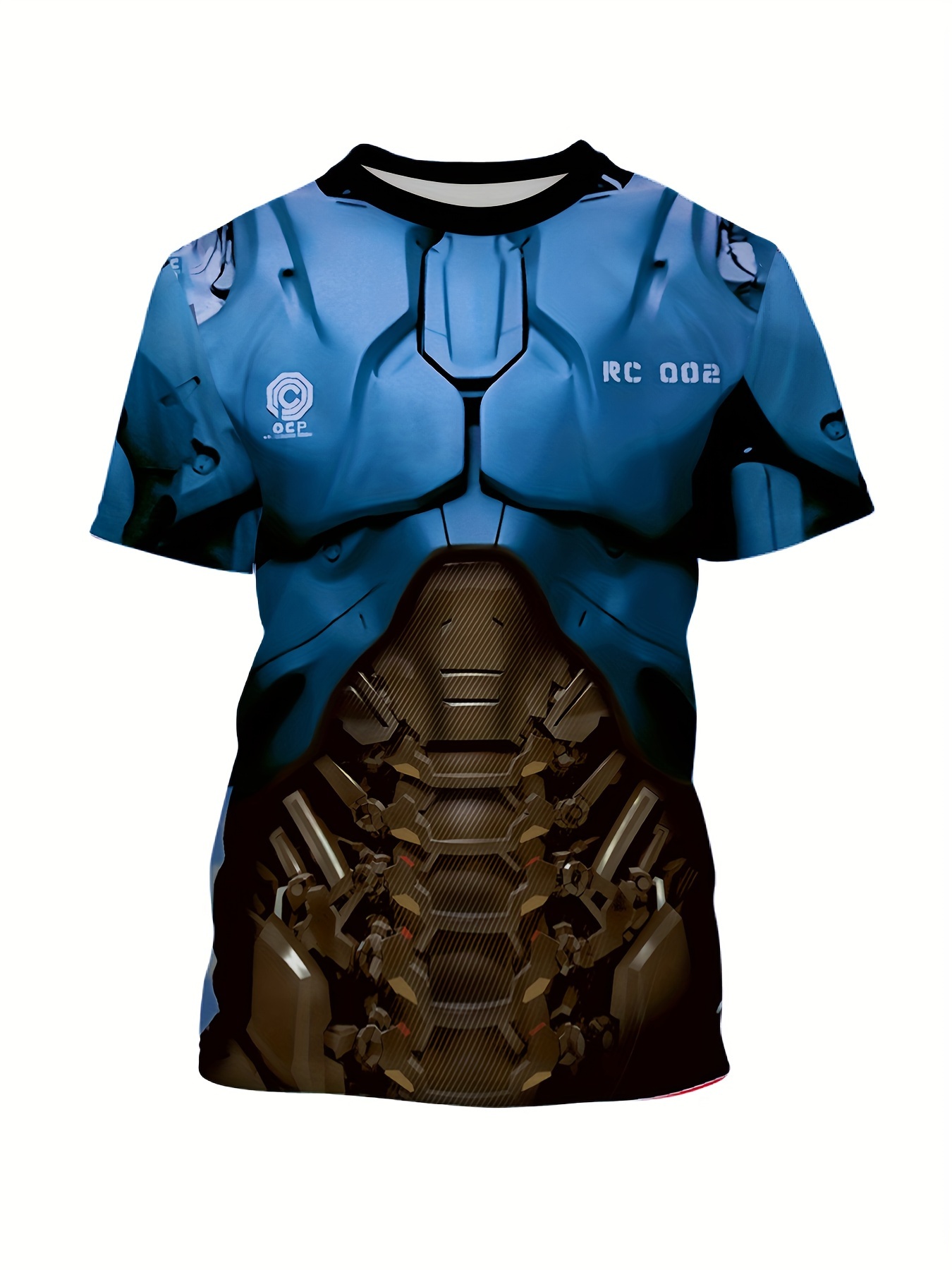 Men's 3d Mecha Print Graphic Tee Slim Fit Muscle Shirt - Temu