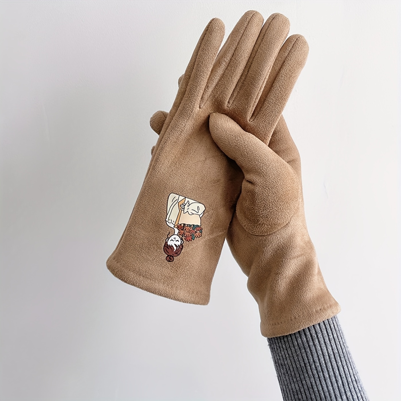 women's stylish touchscreen winter gloves soft velvet Temu