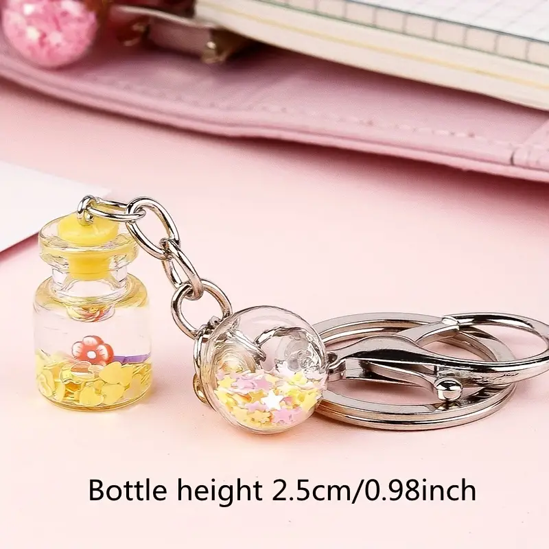 Cute Perfume Bottle Keychain Golden Alloy Key Chain Ring - Temu