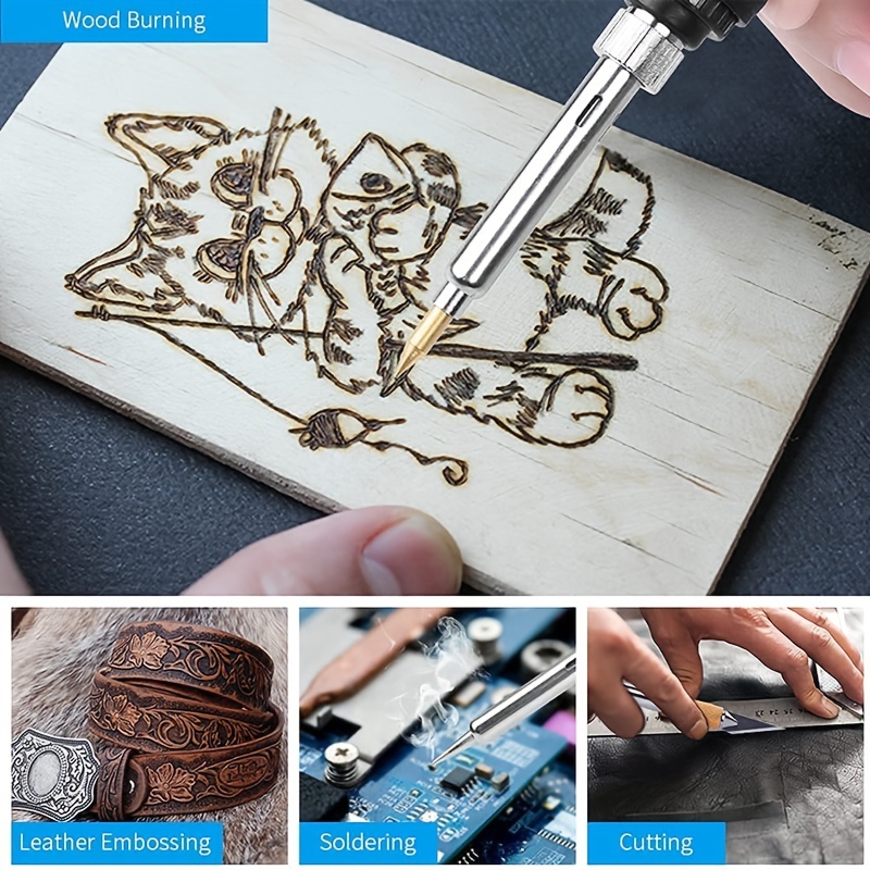 Wood Embossing Burning Carving Pyrography Pen Tools Kit Adjustable  Temperature Soldering Iron Hand Set Engraving Pen