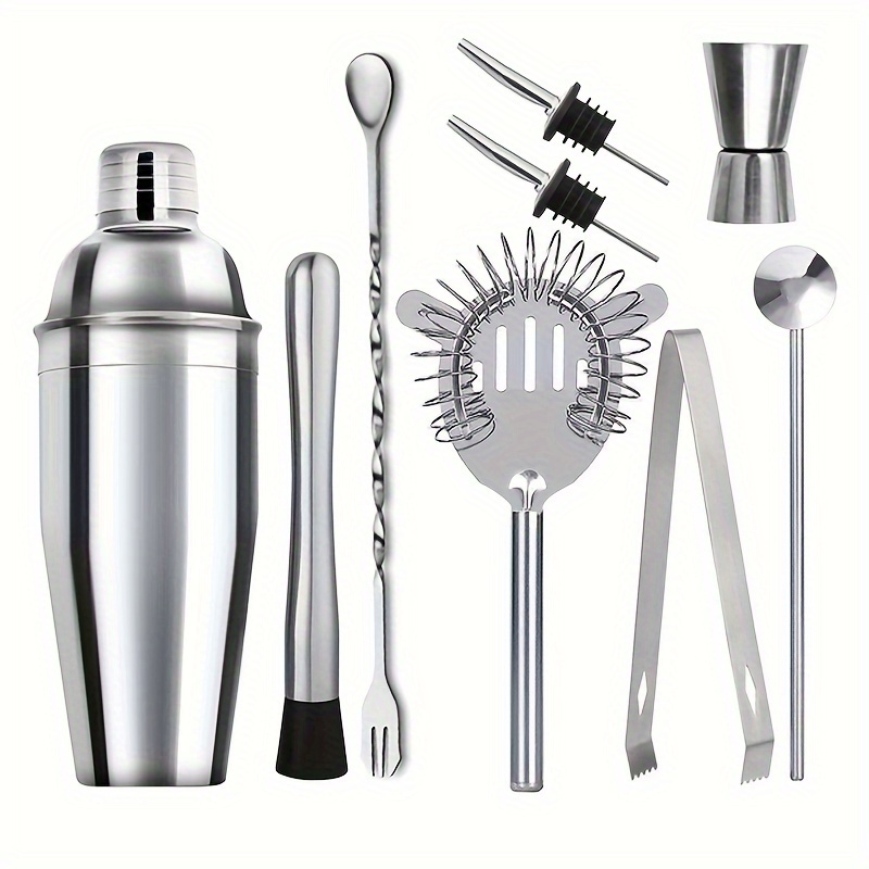  KITESSENSU Cocktail Shaker Set Bartender Kit with Stand, Bar  Set Drink Mixer Set with All Essential Accessory Tools: Martini Shaker,  Jigger, Strainer, Mixer Spoon, Muddler, Liquor Pourers