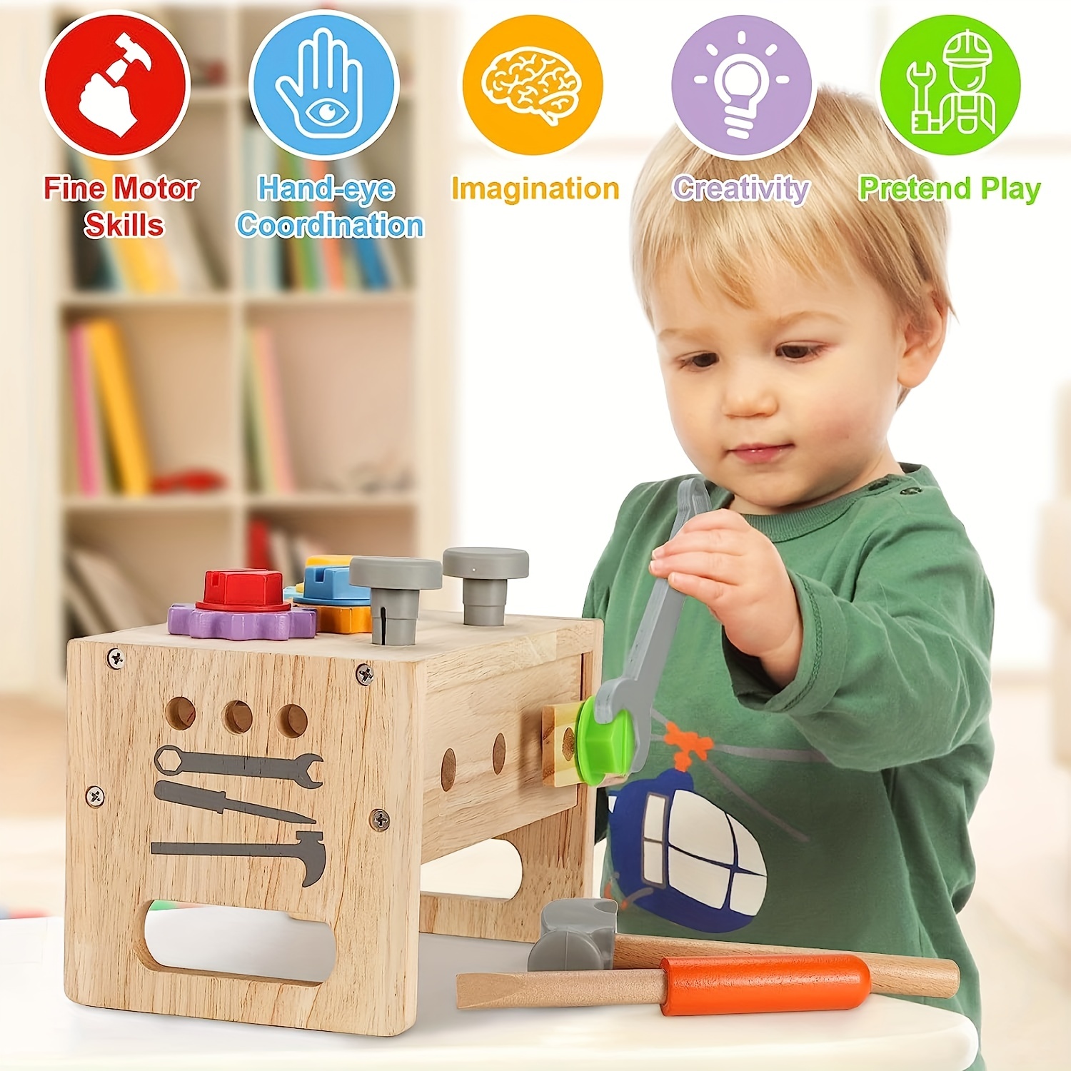  Toys for 1 Year Old Boy Birthday Gifts for Baby Boy Toy,  Musical Learning Workbench Toy for Boys Kids Construction Work Bench  Building Tools Sound Lights Engineering Pretend Play One Year