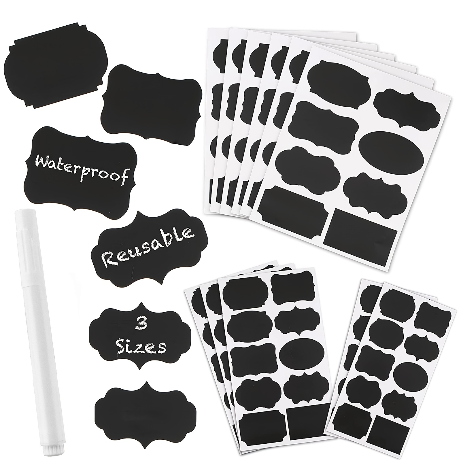 Chalkboard Labels Stickers, 120pcs Black Chalkboard Labels For Containers  With White Chalk Marker Reusable And Waterproof Chalk Labels Blackboard  Stic