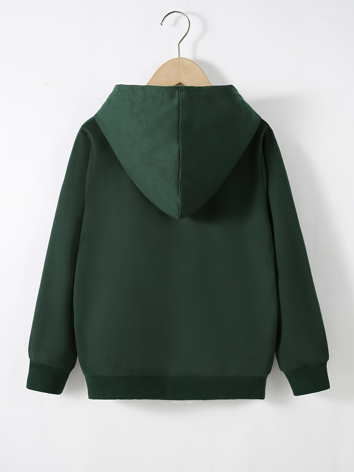 Casual Plain Hooded Zip Up Long Sleeve Dark Green Women Sweatshirts  (Women's)