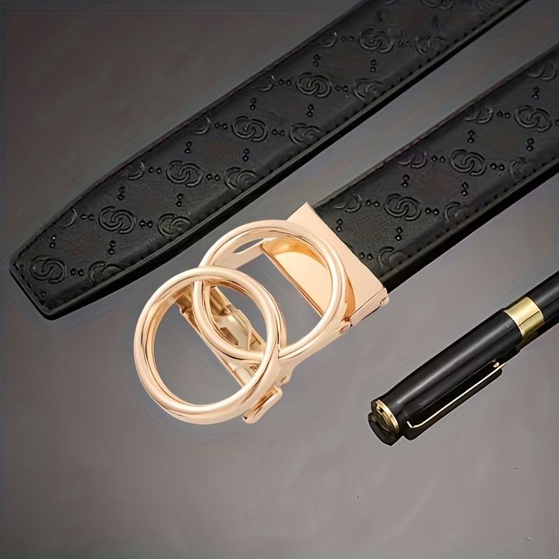 Men's Leather Belt Ratchet Buckle Adjustable Business Strap