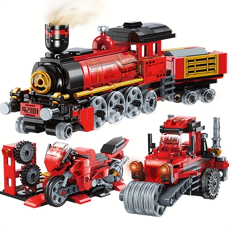 853PCS Steam Train Building Blocks City Vehicle Western Snow Train