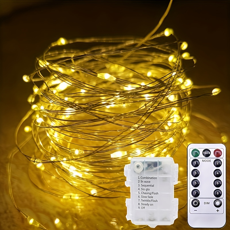 16.5' Battery Operated LED Fairy Lights with RBG Remote Control