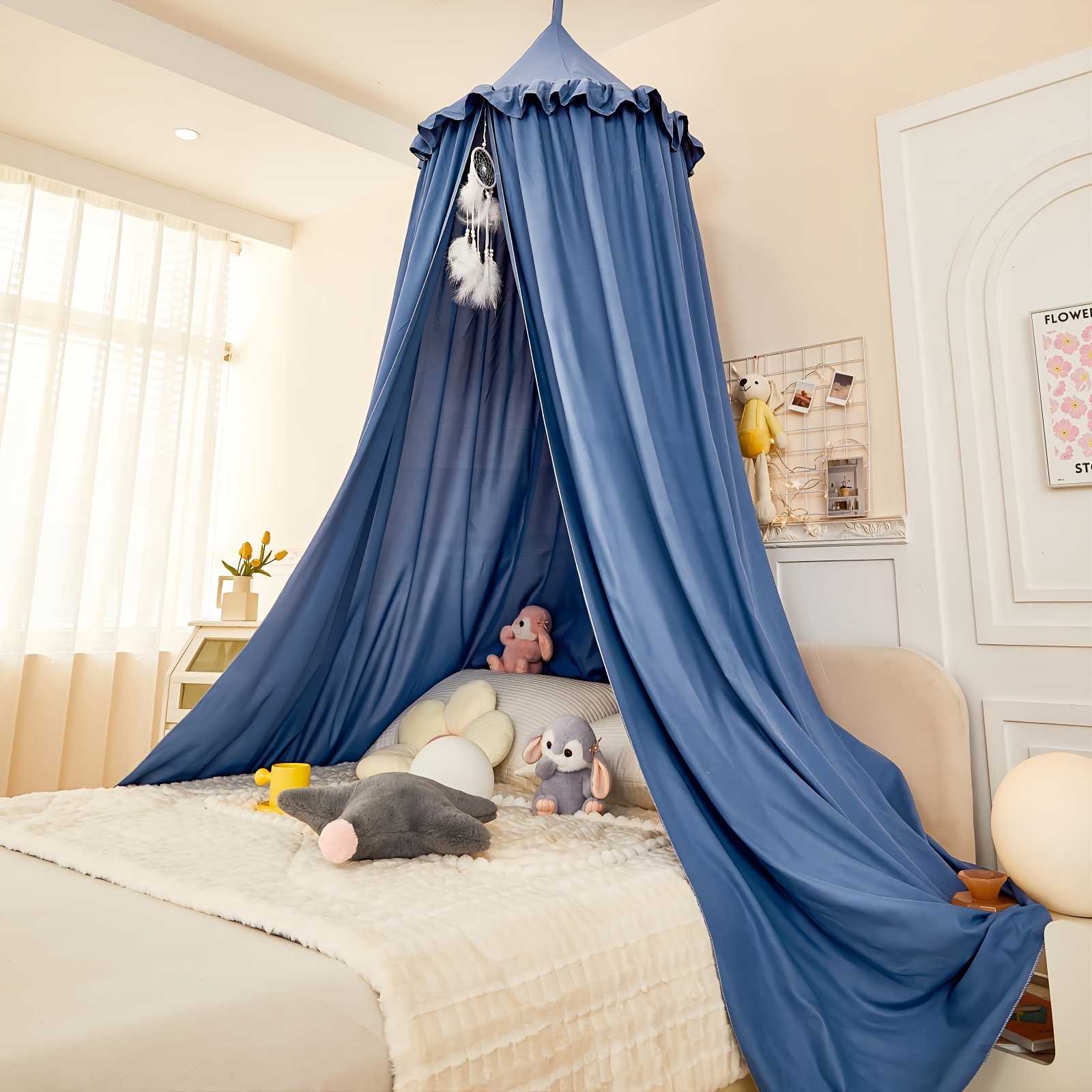 1pc Princess Decor Canopy For Kids Bed, Soft And Durable Mosquito Net Bed  Canopy For Girls Room Tent Canopy (Blue)