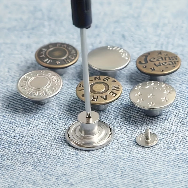 10Pcs Jeans Buttons Replacement 17mm No Sewing Metal Button Repair