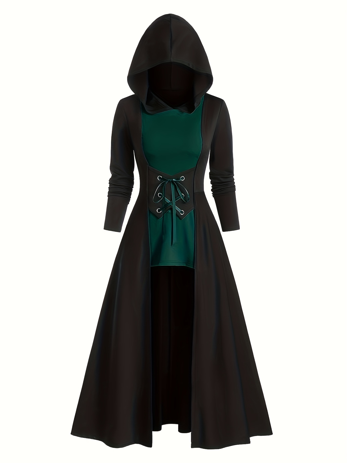 Gothic Graphic Print Drawstring Hooded Dress Casual Long - Temu Canada