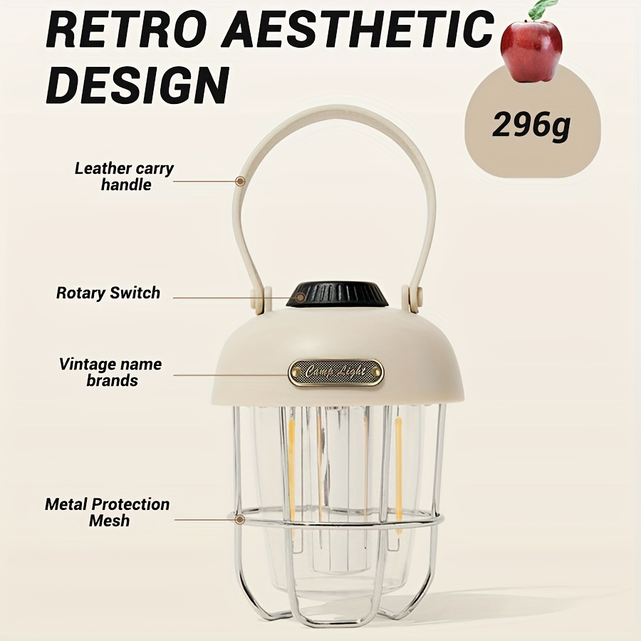 Portable Retro Camping Lantern Rechargeable Metal Handle