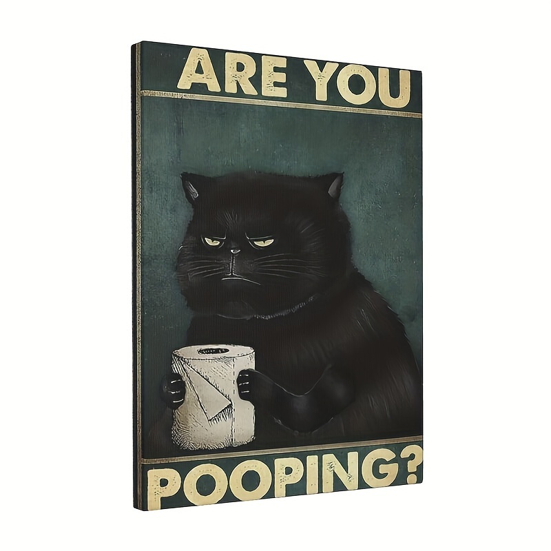 Metal Poster Displate Black Cat Are You Pooping With Magnet Mounting  System Included - Funny Bathroom