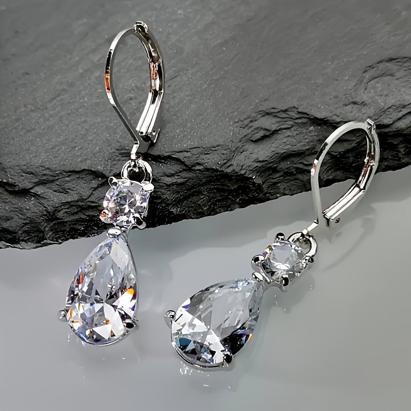 Zirconia Decor Dangle Earrings - Banquet Jewelry