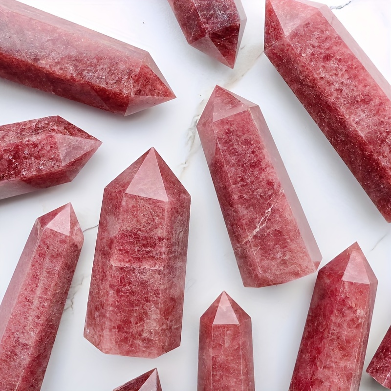 Strawberry Quartz Hexagonal Column Healing Crystal Wand