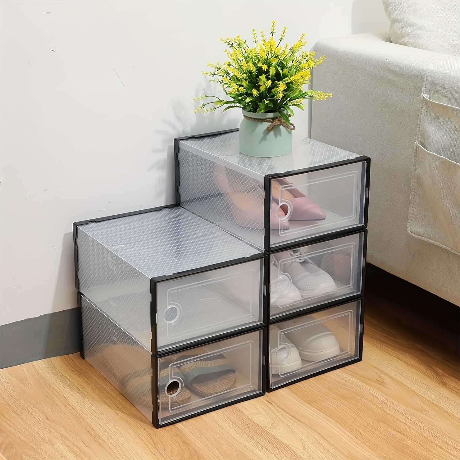 Transparent Shoe Cabinets Plastic Shoe Boxes Shoe Storage - Temu