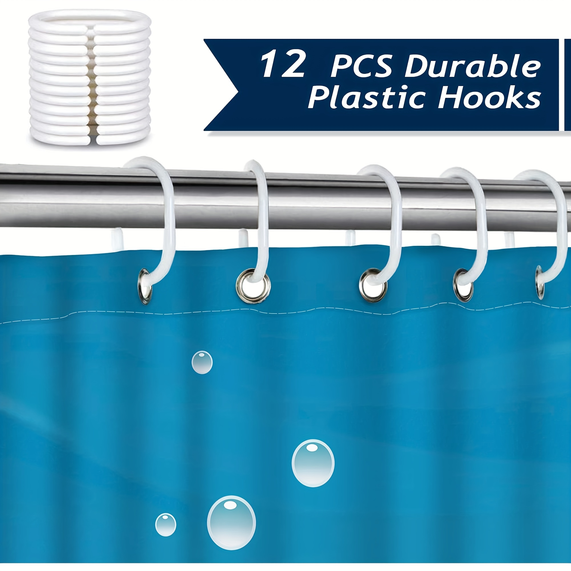Waterproof Fish Shower Curtain 12 Plastic Hooks Machine - Temu