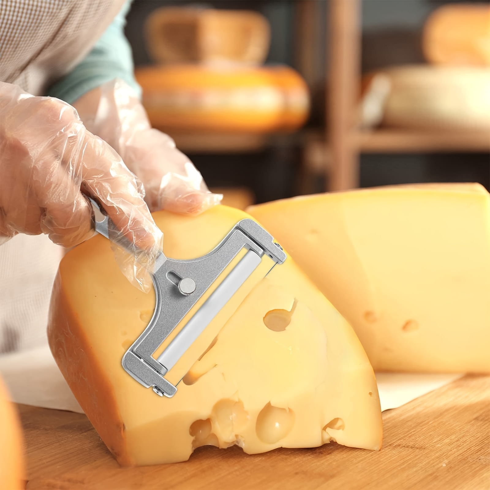 ANYOHOE-rebanador de queso de grosor ajustable, cortador de mantequilla con  alambre para quesos suaves y semiduros, utensilios de cocina
