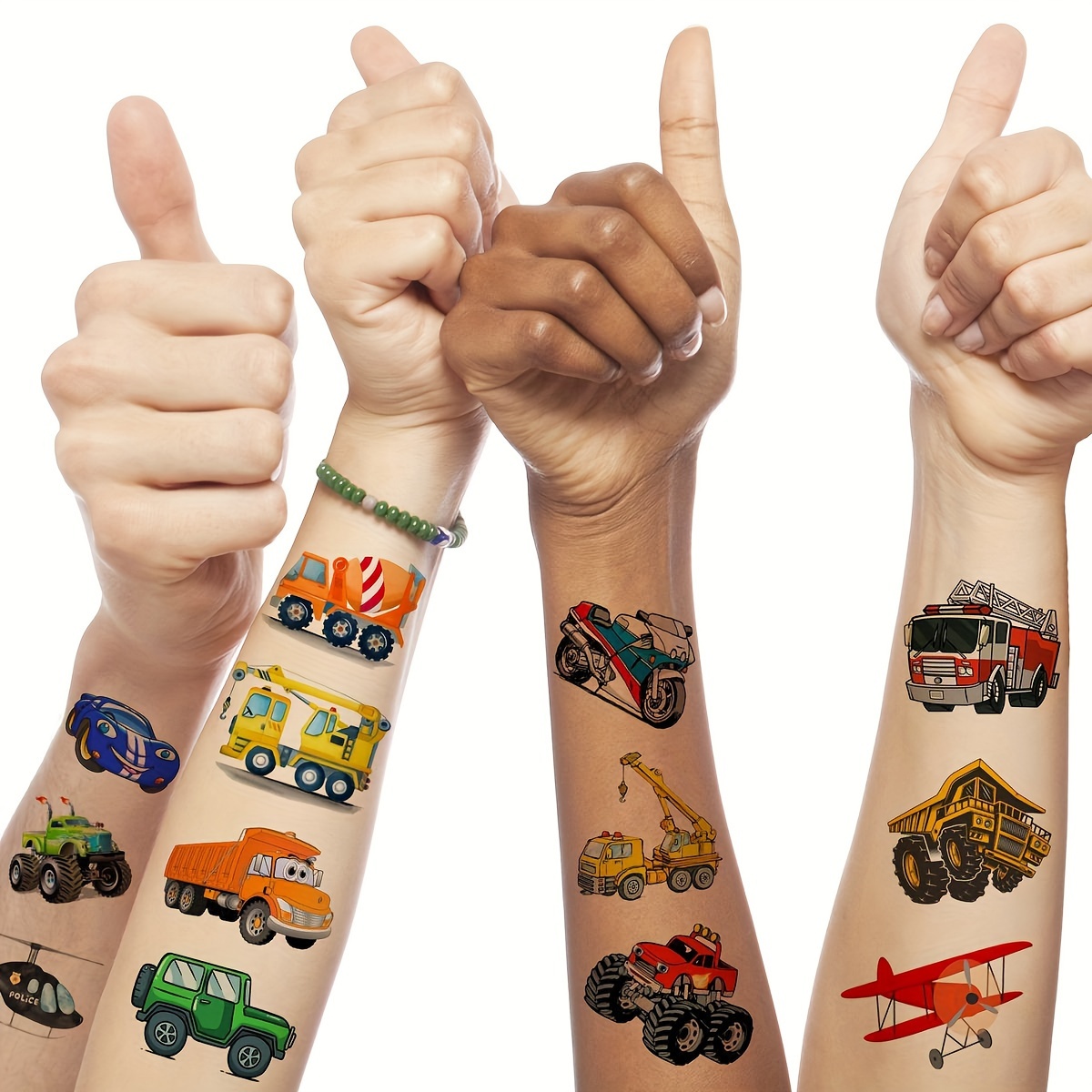 250 tatuajes temporales para fiestas de cumpleaños infantiles, 4 series de  bonitos tatuajes impermeables para niños y niñas, dinosaurios, naves