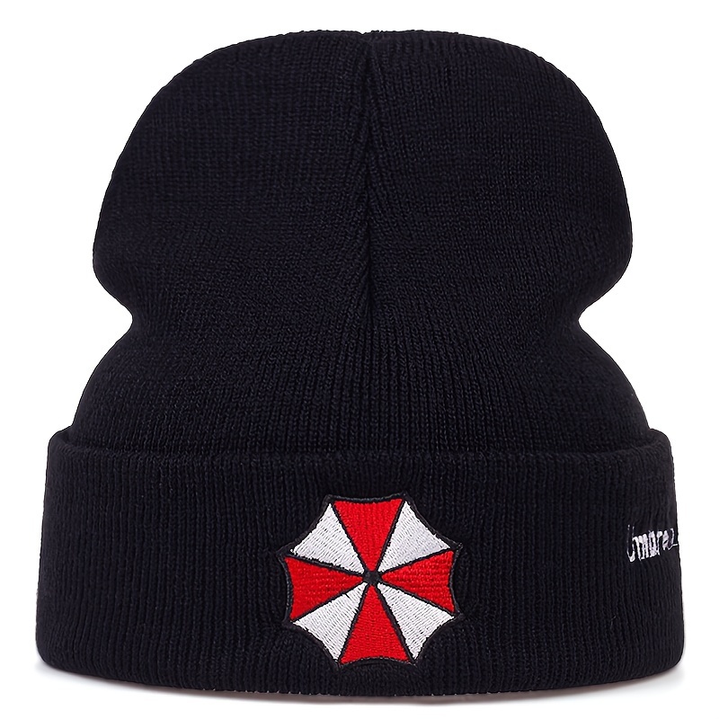 

Umbrella Graphic Beanie Trendy Embroidery Solid Color Knit Hats Warm Cuffed Beanies Lightweight Skull Cap For Women Men Autumn & Winter