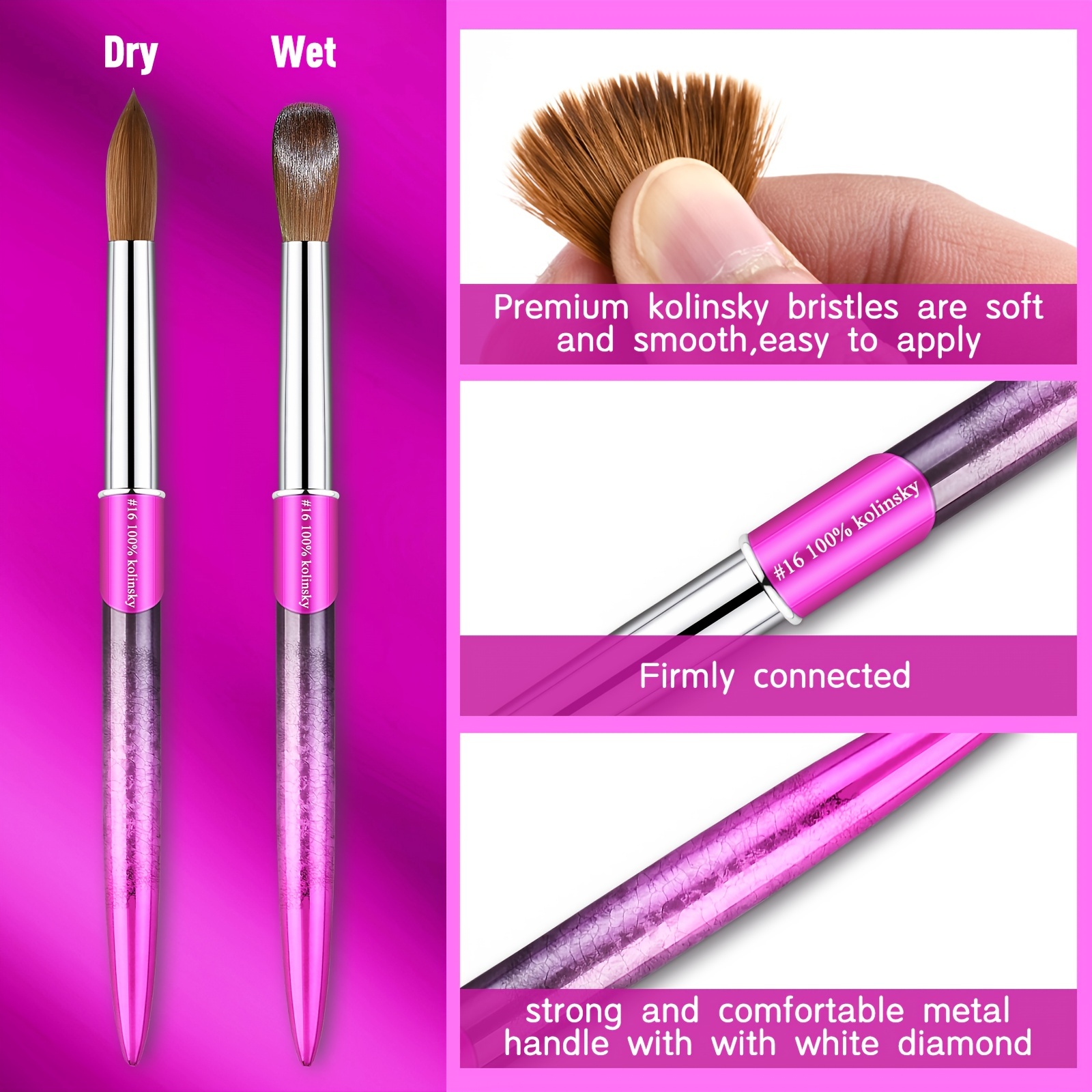 Acrylic Nail Brush 100% Pure Kolinsky Acrylic Brushes For - Temu