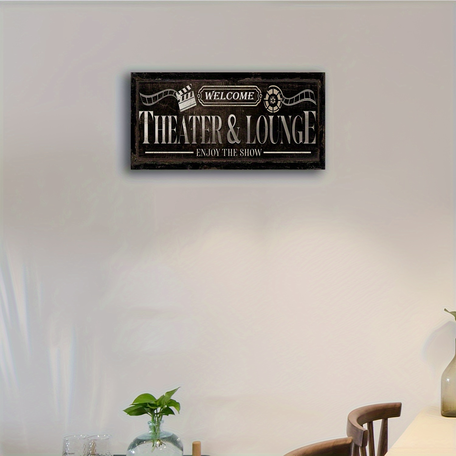 1pc, Theater & Lounge Sign, Movie And Game Decor, Entryway & Living Room  Sign, Vintage Inspired Wall Art, Wooden Sign, Theater Decor, Basement Decor