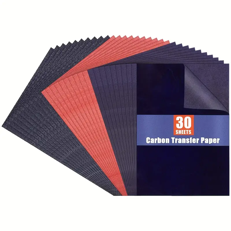 Carbon Paper For Tracing Graphite Transfer-Paper - PSLER 10 Sheets Red,10  Sheets Blue,10 Sheets Black Graphite Paper For Tracing Drawing Patterns On W