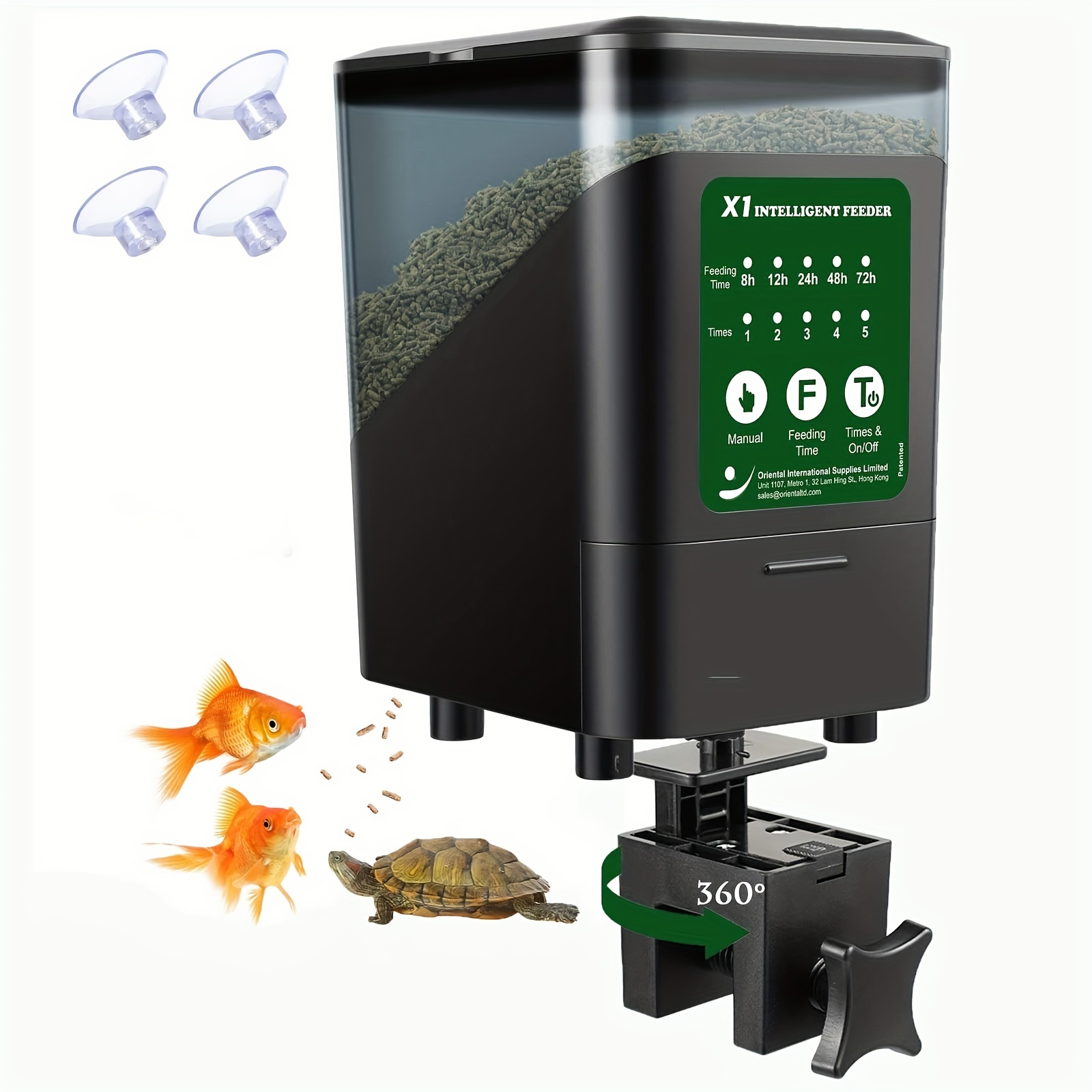 Distributeur Automatique de Nourriture pour Aquarium/Poisson avec 2 Boîte  d'alimentation, Distributeur Poissons Réglable Multifonctionnel