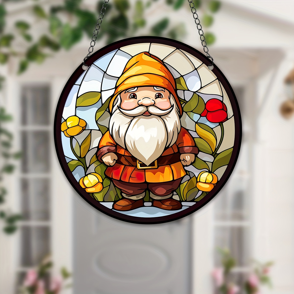 Gnome Stained Window Hangings Gnomes Christmas Elf Fall Home - Temu