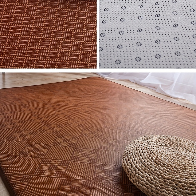 Folding Rattan Floor Mat Thick Living Room Floor Sleeping Mat Rattan  Japanese Tatami Carpet Pad Summer Play Mat Non-Slip